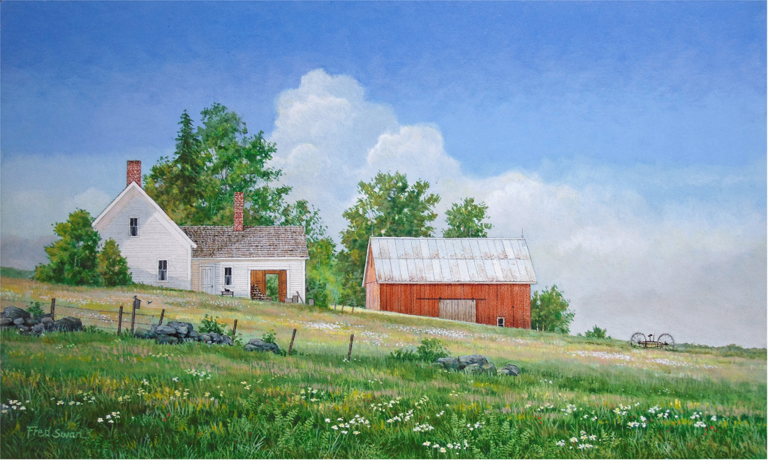 Blue Birds - American Realist Painting by Fred Swan